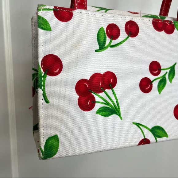 Vintage Y2K Kate Spade Canvas Cherry Print Shoulder Bag - Picture 10 of 16
